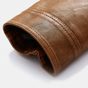 Chaqueta de cuero genuino para hombre, estilo slim fit, cuello alto, cierre de cremallera, transpirable, personalizada, en oferta. - Product Image 6