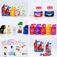 Ensemble de bouteilles cosmétiques Mingsheng de haute qualité, pochette biodégradable transparente avec bec verseur et trou pour paille, pour eau, jus et aliments liquides