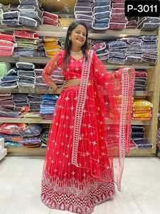 Lehenga choli ออกแบบงานในงานแต่งงานวัสดุตาข่ายสำหรับงานเทศกาลออกแบบสไตล์ปากีสถาน - Product Image 4