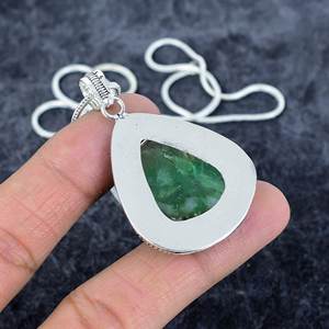 Green Fluorite <b>925</b> <b>Sterling</b> <b>Silver</b> Pear Gemstone Fine Pendant Necklace <b>Chain</b> Necklace For <b>Men</b> Women Anniversary Pendant Necklace - Product Image 4