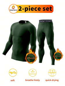 Vêtements de sport pour hommes, pantalons et chemises de course à manches longues, rashguard, chemises de compression à séchage rapide pour l'entraînement - Product Image 3