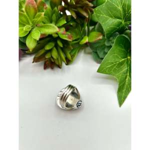 Navajo Handmade Fine Jewelry Kingman Turquoise & Sterling <b>Silver</b> <b>Statement</b> <b>Ring</b> Size 7.75 for Everyday Wear - Product Image 4