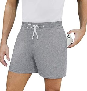 Pantalones cortos de malla de 5 pulgadas por encima de la rodilla para hombre con logotipo bordado por sublimación 100% algodón patrón sólido logotipo personalizado pantalones cortos de sudor - Product Image 6