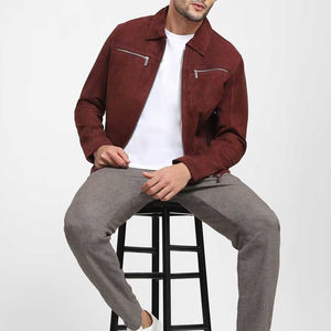 Factory Outlet Trendy Men's Biker Suede Jacket Regular Fit Turn-Down Collar High Street Style Forro de algodón Impermeable Front - Product Image 4