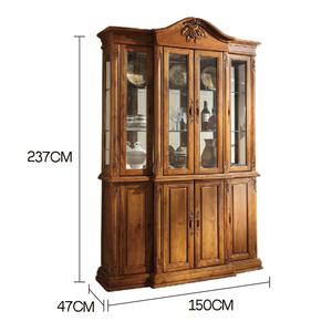 Estantes de exhibición de teca tallados hechos a mano de lujo romántico, 8 puertas con tallado de uvas, muebles para el hogar estantes de exhibición para sala de estar - Product Image 6