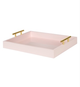 Plateau en bois de service décoratif rose de noël durable fait à la main avec poignées plateau de table basse pour salon de patio extérieur - Product Image 1