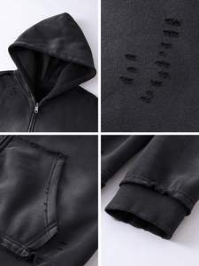 Sweat-shirts à capuche surdimensionnés en coton 100% vintage personnalisés, délavés au soleil, lourds, écologiques, brodés, teints en uni - Product Image 6