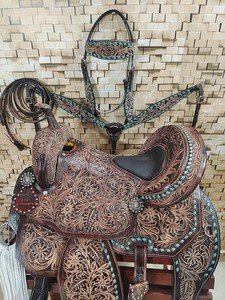 Sillín de carreras de barril de calidad superior de cuero occidental tallado a mano - Product Image 4