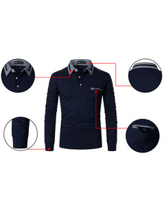 Polos à manches longues pour hommes, coupe décontractée - Product Image 1
