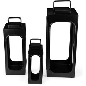 Juego de 3 Faroles Modernos de Hierro para Velas, con Asa de Metal, Hechos a Mano, Ecológicos, Personalizables, Decoración para el Hogar, Navidad, Pascua - Product Image 1