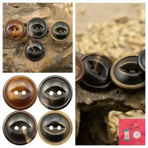 Real Buffalo Horn Handmade Animal Style <b>Buttons</b> Black Coffee 4-Holes High-Grade Men's <b>Suit</b> <b>Buttons</b> Wholesale - Product Image 6