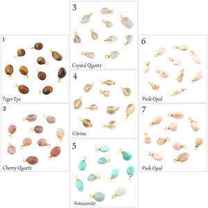 Fast Shipping Natural Tumble Cherry Quartz <b>Pendant</b> Earring Connector Brass Gold Plated Dainty Top Drilled Diy Finding Connectors - Product Image 3