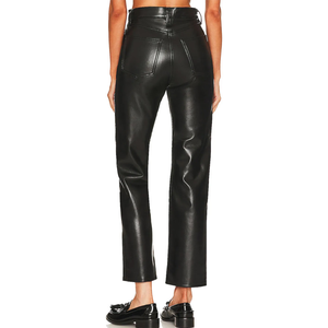 Pantalones de cuero blanco y negro a la moda para mujer, pantalones de cuero de alta calidad de piel sintética transpirable, pantalones de moda personalizados - Product Image 2