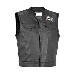 Premium Quality Blank Genuine Cowhide Leather Vest, Custom Top Quality Premium Design Custom Made Leather Vest with Embroidery - Product Image 6