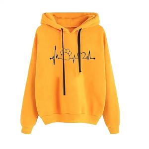 Sweat à capuche élégant et surdimensionné pour femmes personnalisé 100% respirant anti-boulochage coton à la mode 3D broderie à capuche avant - Product Image 2