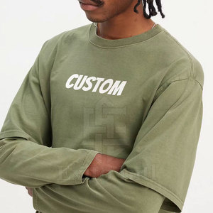 เสื้อยืดคอกลมผู้ชายปี 2024 แขนสองชั้น ผ้าฝ้าย ระบายอากาศ แห้งเร็ว ออกแบบเองได้ ขายส่ง - Product Image 4