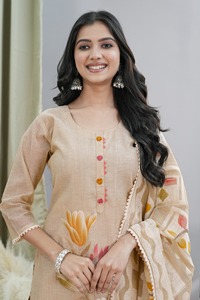 Neeta Creation Premium Cotton Women's Casual Kurti Set <b>Three</b> Piece-Soft Fabric with Matching Dupatta & Pant All Seasons - Product Image 3