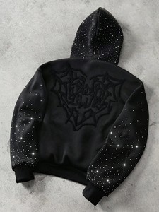 Sweat à capuche unisexe avec strass Luxe Bling Streetwear Sparkle Pull Sweat-shirt à capuche personnalisé avec strass Hommes Femmes Crystal Bling - Product Image 6