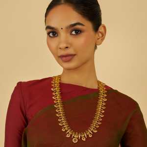 Antique-Style <b>Necklace</b> 177831 Gold Plated Zinc Alloy Geometric Crown Pattern Diamond Beads Religious-Ethnic Style for Weddings - Product Image 1