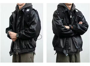 Veste en cuir véritable élégante pour homme, coupe droite, manches longues, coupe-vent, haute qualité, style très populaire, état neuf - Product Image 2