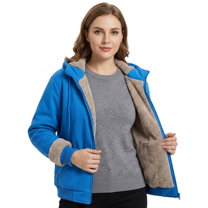 Men's Blue Hooded Windproof <b>Fleece</b> <b>Lined</b> <b>Jacket</b> Regular Fit Winter Casual Outerwear - Product Image 3