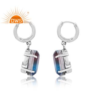 Superventas 925 plata esterlina Natural Bio Alejandrita doblete cuarzo piedra preciosa gota pendiente joyería personalizada para mujeres - Product Image 4