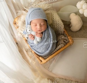 Cesta de mimbre tejida Vintage bonita estética rústica hecha a mano para accesorios de fotografía recién nacidos accesorios de estudio elegantes y funcionales - Product Image 2