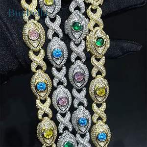 <b>Men's</b> 925 Silver 14K Gold Plated 14mm Moissanite <b>Diamond</b> Eyes Infinity Sign Fancy Color <b>Diamond</b> Necklace Foe <b>Men</b> Gift - Product Image 6