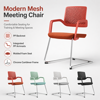 Chaise de bureau ergonomique moderne en maille avec hauteur réglable, accoudoirs pivotants et sangles, pour réception, visiteurs et personnel