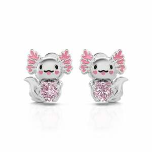 Boucles d'oreilles en argent sterling émaillé Jeulia Hug Me Super Cutie Mexican Axolotl, cadeau - Product Image 1