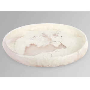 Assiette à salade moderne de service de fruits Nouveau plateau en résine de couleur ombrée Vaisselle en résine naturelle Plateau de service Style tendance - Product Image 3