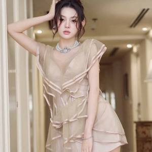 แฟชั่นฤดูร้อนชุดมินิเดรสตาข่ายระบายสำหรับผู้หญิงชุดค็อกเทล - Product Image 3