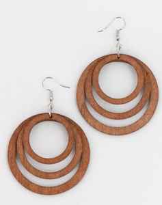 Boucles d'oreilles vintage en bois pour femmes, bijoux d'oreille ethniques faits à la main, rondes, ovales, géométriques, pour filles - Product Image 4