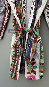 Chaqueta DE TRABAJO cortada a mano, abrigo bordado, chaqueta Kantha larga, chaqueta acolchada, Chaqueta larga para mujer, abrigo vintage - Product Image 6