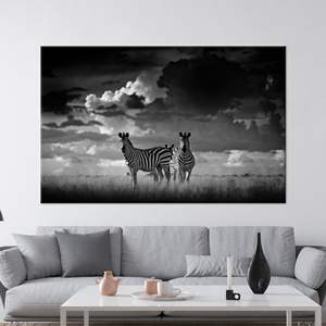 Zebra Canvas: Elegante arte de pared en blanco y negro para decoración de la sala de estar, 1P:Gallery Wrapped - Product Image 1