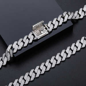 Colorless Moissanite Round Cut Vintage 14K White Gold Charm Necklace <b>for</b> <b>Men</b> Stylish Hip Hop - Product Image 1