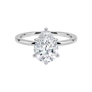 Bague de fiançailles solitaire en diamant taille poire pour femme - Product Image 6
