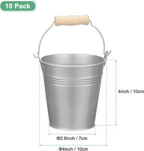 Cubo de cubo de metal galvanizado verde de primera calidad con mango de madera Cubo de maceta de decoración de hogar y jardín multiutilizable - Product Image 4