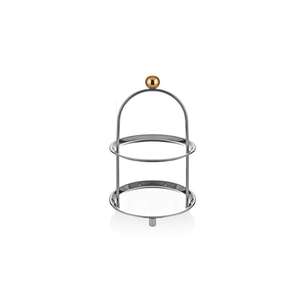 Bandeja de pastelería de 3 niveles de metal adornado tradicional con encanto vintage, hecha a mano para presentaciones clásicas de postres de boda - Product Image 3