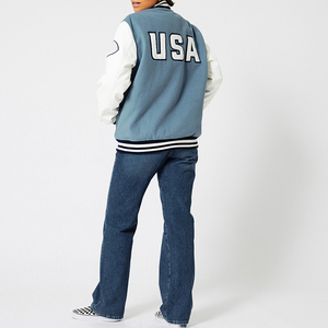 Blouson aviateur universitaire en tissu de laine style rue pour hommes, veste d'hiver de haute qualité avec logo design, col à capuche, nouveauté - Product Image 4