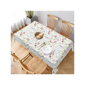 GOTS Certified Mint Floral Block Print <b>Table</b> <b>Cloth</b> Cotton Dining <b>Table</b> Cover Custom Size Custom Weight Indian Manufacturer - Product Image 4