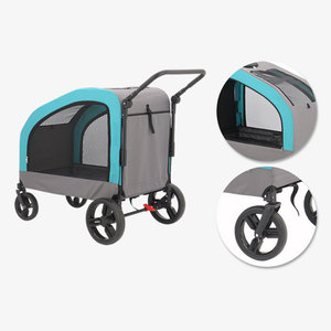 Poussette pour animaux robuste et résistante à la charge, fabriquée en acier au carbone de haute qualité et en tissu imperméable, avec un espace intérieur spacieux et confortable - Product Image 3