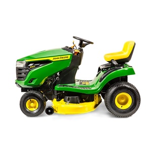 Tractor cortacésped John Deere X107 de 22 HP con transmisión por engranajes, 2WD, verde y amarillo. - Product Image 1