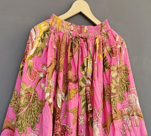 กระโปรงแมกซี่ผ้าฝ้ายแฮนด์เมดสีชมพูวินเทจสไตล์อินเดียขนาดพลัสไซส์ระบายอากาศได้ดีเยี่ยม - Product Image 3