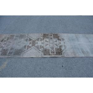 Vintage <b>Runner</b> <b>Rug</b> 2.9x10.5 ft (88x320 cm), Turkish Gray Moroccan <b>Rug</b> - Product Image 3