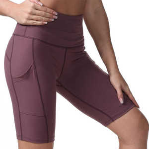 Shorts de yoga personnalisés pour femmes, taille mi-haute, respirants, séchage rapide, taille élastique, en toile, pour fitness et entraînement, avec impression par transfert thermique - Product Image 2