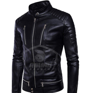 Chaqueta de Motociclista de Cuero Genuino de Alta Calidad para Hombre, Ropa de Calle, Bordada, Clásica, de Moda, para Uso en Exteriores, Cuello Alto, Invierno - Product Image 4