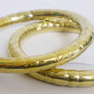 Trendy High Quality Handcrafted Ribbed Design Copper <b>Bangle</b> For Women Elegant <b>Gold</b> Plated Indian Bridal Jewelry Ethnic Fashion - Product Image 1