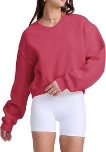 เสื้อสเวตเชิ้ตออกกำลังกายคอสูงแขนยาวสำหรับผู้หญิง สไตล์วินเทจฟอกสี เสื้อโอเวอร์ไซส์สำหรับผู้หญิง - Product Image 2