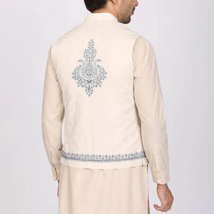 Chaleco de lona transpirable sin mangas de nuevo diseño para hombre, cuello mandarín, ropa exterior cómoda, temporadas de otoño, Mehndi, eventos altos - Product Image 2